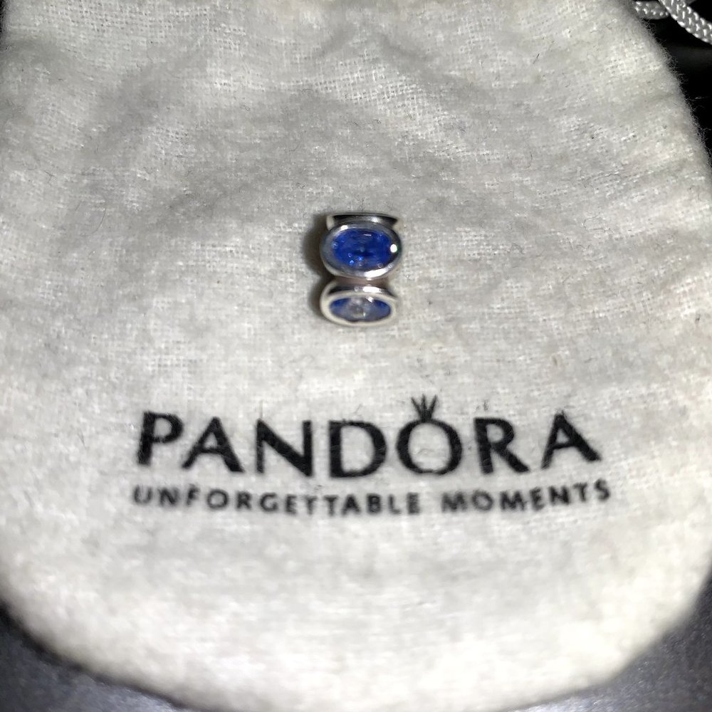 Authentic Pandora Aqua Blue Cubic Zirconia 5 Stones Silver 925 ALE Charm #14